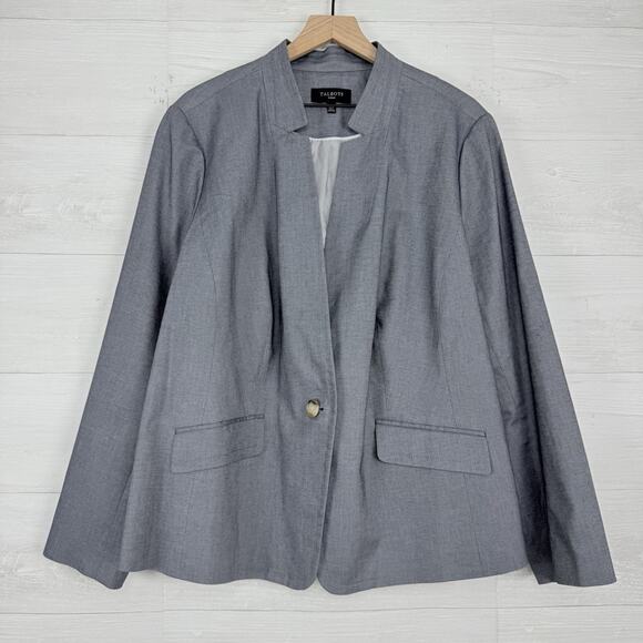 Talbots Womens Blazer Plus Size 22W Gray Cotton Blend Career Office Corporate - Picture 16 of 16